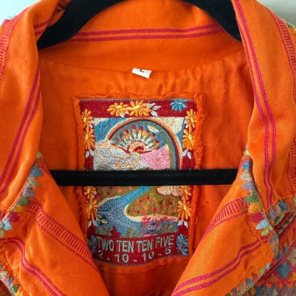 Johnny Was Biya Embroidered Jacket Size Large Color Orange - Picture 4 of 7